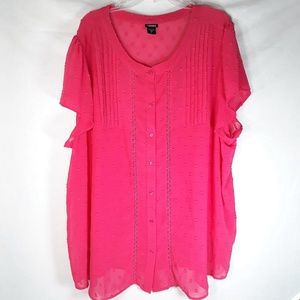 Torrid Womens S/S Button Down Sheer Blouse Size 4X